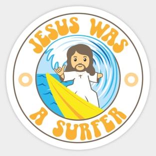 Jesus was a Surfer retro design Sticker
